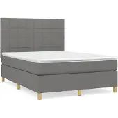 vidaXL Boxspringbett mit Matratze Dunkelgrau 140x190 cm Stoff