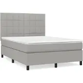 vidaXL Boxspringbett mit Matratze Hellgrau 140x190 cm Stoff