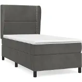 vidaXL Boxspringbett mit Matratze Dunkelgrau 90x190 cm Samt