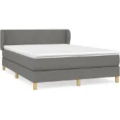 vidaXL Boxspringbett mit Matratze Dunkelgrau 140x200 cm Stoff