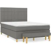 vidaXL Boxspringbett mit Matratze Dunkelgrau 140x200 cm Stoff