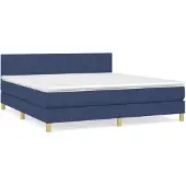 vidaXL Boxspringbett mit Matratze Blau 160x200 cm Stoff