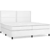 vidaXL Boxspringbett mit Matratze Weiß 200x200 cm Kunstleder