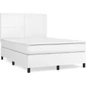 vidaXL Boxspringbett mit Matratze Weiß 140x200 cm Kunstleder