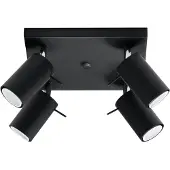 Sollux Deckenlampe 4-flammig Deckenstrahler Wohnzimmer Beleuchtung Spot Deckenstrahler schwarz, Strahler verstellbar Stahl, 4x GU10, L 25 cm