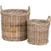 House Nordic | 2er-Set Aufbewahrungskörbe Kiti Natürlich Rattan 40x40x48 cm | NADUVI