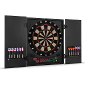 Klarfit OneConcept - Dartmaster 180 Dartautomat, Dartscheibe elektronisch, E-Darts, Dartboard mit bis zu 8 Spieler, virtueller Gegner, LED-Anzeigen, 12 Pfeile, Schwarz