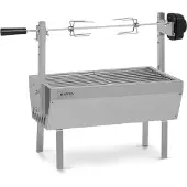 Klarstein 2-in-1 Rotisserie Grill mit Motor, Mini-Grill mit Drehspieß, Elektrischer Spießgrill für Hähnchen & Spanferkel, Grill mit Motor, Spieß Grill mit Edelstahl-Rost, Holzkohlegrill mit Rollen