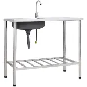 vidaXL Camping-Spüle mit Wasserhahn Edelstahl