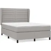 vidaXL Boxspringbett mit Matratze Hellgrau 140x200 cm Stoff