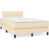 vidaXL Boxspringbett mit Matratze Creme 120x200 cm Stoff