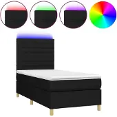 vidaXL Boxspringbett mit Matratze & LED Schwarz 100x200 cm Stoff