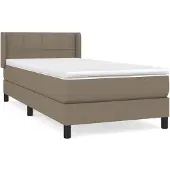 vidaXL Boxspringbett mit Matratze Taupe 100x200 cm Stoff