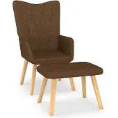vidaXL Relaxsessel mit Hocker Braun Stoff