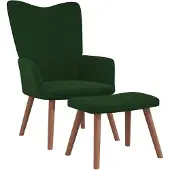 vidaXL Relaxsessel mit Hocker Dunkelgrün Samt