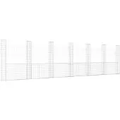 vidaXL Gabionenkorb U-Form mit 7 Säulen Eisen 740x20x200 cm