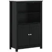 vidaXL Badschrank BERG Schwarz 69,5x34x110 cm Massivholz Kiefer