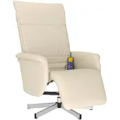 vidaXL Massagesessel mit Fußteil Creme Kunstleder