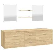 vidaXL 5-tlg. Badmöbel-Set Eichen-Optik Holzwerkstoff
