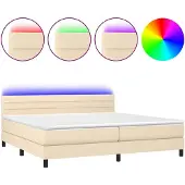 vidaXL Boxspringbett mit Matratze & LED Creme 200x200 cm Stoff