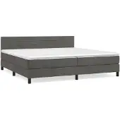 vidaXL Boxspringbett mit Matratze Dunkelgrau 200x200 cm Samt