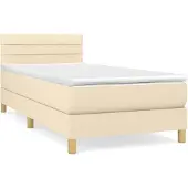 vidaXL Boxspringbett mit Matratze Creme 80x200 cm Stoff