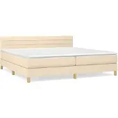 vidaXL Boxspringbett mit Matratze Creme 200x200 cm Stoff