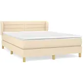 vidaXL Boxspringbett mit Matratze Creme 140x200 cm Stoff