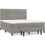 vidaXL Boxspringbett mit Matratze Hellgrau 160x200 cm Samt