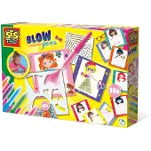 SES Creative 14709 Blow Airbrush Pens Fashion Designer, Kreatives Designerset für Kinder 10 vorlagen, Marker airbrush, 5 Jahr(e), Karton, Mehrfarbig
