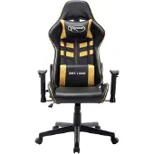 The Living Store Gaming-Stuhl Schwarz und Golden Kunstleder
