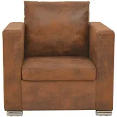 The Living Store Sessel Braun Wildleder-Optik