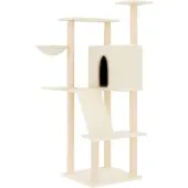 The Living Store Kratzbaum mit Sisal-Kratzsäulen Creme 143 cm