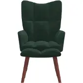 The Living Store Relaxsessel mit Hocker Dunkelgrün Samt