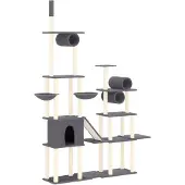 The Living Store Kratzbaum mit Sisal-Kratzsäulen Dunkelgrau 279 cm