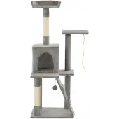 The Living Store Katzenbaum mit Sisal-Kratzsäulen 120 cm Grau