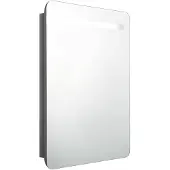 The Living Store LED-Bad-Spiegelschrank Glänzendes Grau 60x11x80 cm