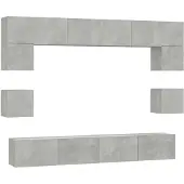 The Living Store 8-tlg. TV-Schrank-Set Betongrau Holzwerkstoff