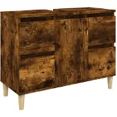 The Living Store Waschbeckenunterschrank Räuchereiche 80x33x60 cm Holzwerkstoff