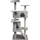 The Living Store Katzen-Kratzbaum Sisal 125 cm Grau