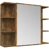 The Living Store Bad-Spiegelschrank Räuchereiche 80x20,5x64 cm Holzwerkstoff