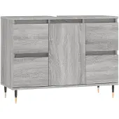 The Living Store Badschrank Grau Sonoma 80x33x60 cm Holzwerkstoff