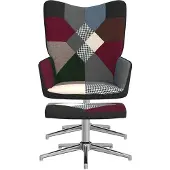 The Living Store Relaxsessel mit Hocker Patchwork Stoff