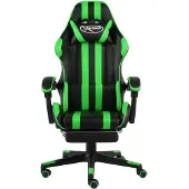 The Living Store Gaming-Stuhl mit Fußstütze Schwarz und Grün Kunstleder