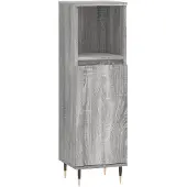 The Living Store Badschrank Grau Sonoma 30x30x100 cm Holzwerkstoff
