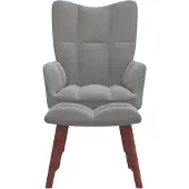The Living Store Relaxsessel mit Hocker Hellgrau Samt
