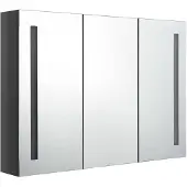 The Living Store LED-Spiegelschrank fürs Bad 89x14x62 cm Glänzend Grau