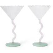 &Klevering - Coupe Curve Cocktailglas, pink (2er-Set)