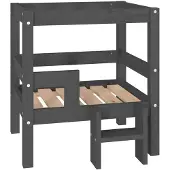 The Living Store Hundebett Grau 55,5x53,5x60 cm Massivholz Kiefer