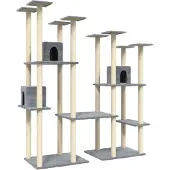 The Living Store Kratzbaum mit Sisal-Kratzsäulen Hellgrau 174 cm